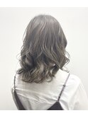 透明感3Dカーキグレージュミディアムスタイル【林京平】
