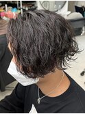 波巻きスパイラルパーマセンターパート波巻きパーマツーブロック