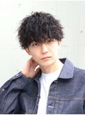 美シルエット 無造作束感ウェーブパーマ