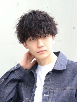 ネイビー(NAVY) 美シルエット 無造作束感ウェーブパーマ