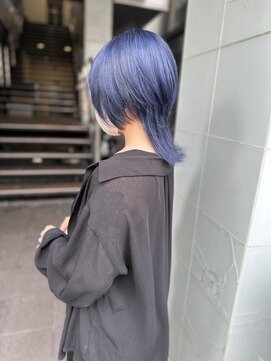 ロンド レア 天神大名店(Lond Le’a) ブルーラベンダーダブルカラーウルフカット韓国ケアブリーチ