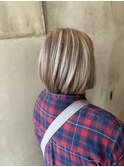 白髪ぼかし×ボブ【白髪ぼかし/白髪染め/ボブ】【平塚縮毛矯正】