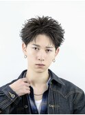 ツーブロックスパイキーショートアップバング黒髪短髪