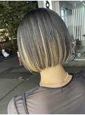 インナーカラー デザインカラー ブリーチカラー ボブ 刈り上げ　