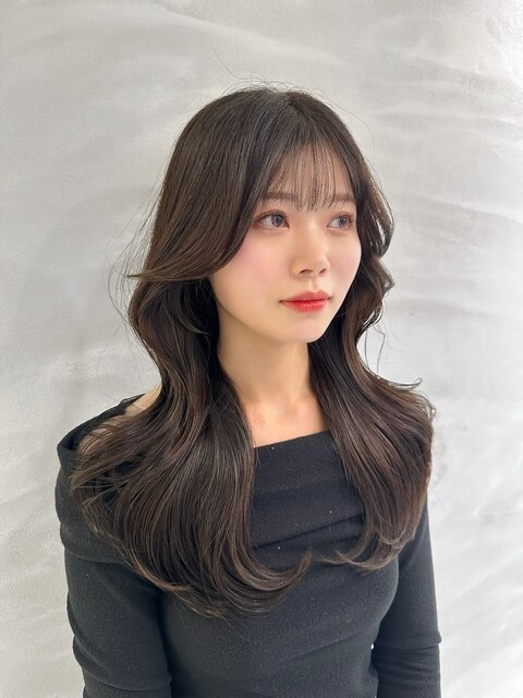 韓国風美髪ヘアレイヤーカット×チョコレートブラウン【梅田】