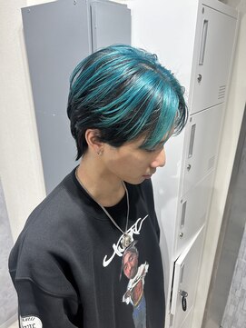 グラッジ 池袋(GLADGE) メンズブリーチ ケアブリーチ ターコイズブルー メンズウルフ