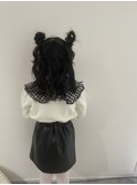 キッズヘアセットツインお団子ヘアアレンジハーフアップ