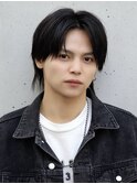 黒髪ナチュラルメンズウルフショートニュアンスパーマ
