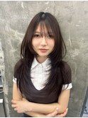 ハイライトカラーミルクティーベージュレイヤーカット