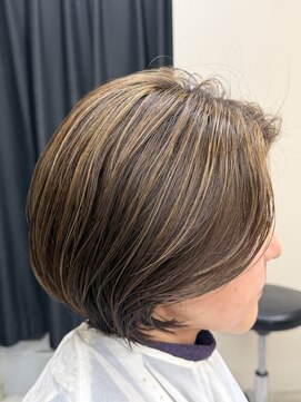 アース 上本町店(HAIR&MAKE EARTH) 冬◎40代50代白髪ぼかしハイライト脱白髪染めボブ