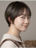20代30代透明感アッシュミルクティーベージュショートボブ◎