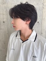 ロンドソル 四日市(Lond Sol) men's/メンズ/リバースセンターパート/黒染め/ニュアンスパーマ