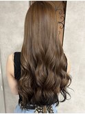 ミルクティーベージュ×ブラック　エンドカラー/ロング/韓国