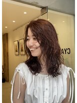 シアン 矢場町店(CYAN.)&nbsp;ウェーブヘア×ミディアム×オレンジカラー