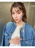 外ハネ大人かわいい美髪ネビージュオリージュシースルーバング