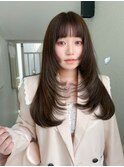 着物ヘア/ダークアッシュ/ミディアムレイヤーカット/名古屋名駅