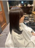美髪ストレート×ダークブラウンセミロング