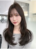 韓国セミロングレイヤーヘアスタイル_F1666