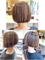 ネオリーブエム(Neolive em;)&nbsp;白髪ボカシハイライト入り☆ワンレンボブ