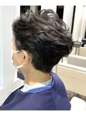 大人ショート/ボリュームパーマ/ツーブロック/40代50代60代70代