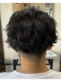 ツーブロックマッシュアップバングコンマヘアスキンフェード