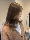 ベージュカラー/ブリーチなし透明感カラー/レイヤースタイル