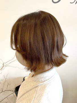 レポヘアー(Repos hair) 大人美人外ハネボブショコラアッシュ前髪小顔カットモテ髪