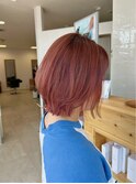 くびれボブ×レッド系カラー