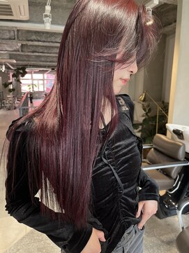 天神美容室 【KASUMI天神美容室】ハイトーン×海外レイヤー×カシスレッド