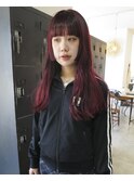 ブリーチなしダブルカラーチェリーレッドワインレッド暖色カラー