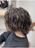 サーフカールパーマハイライトグランジナチュラルショート渋谷