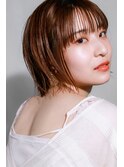 #ボブ#キャラメルベージュ#ストレート#ノンブロー
