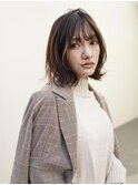 シースルーバング肩上ボブ
