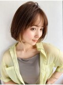 小顔ボブ×イヤリングカラー×シースルーバング 20代30代40代