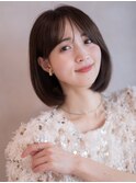 ボブ　セミディ　シアーカラー　ストレート　美髪