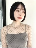 ミニボブ　シースルーバング　黒髪ボブ