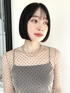 ローネス(LONESS) ミニボブ　シースルーバング　黒髪ボブ