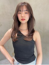 マイティ バイ エイチ(mighty by H) レイヤーカット×ボルドーカラー×ストレートヘア×韓国