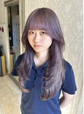ロングレイヤーハッシュカットラベンダーカラー10代20代