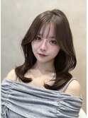 くびれヘア/顔周り/韓国/レイヤーカット/黒髪/ミディアム/銀座