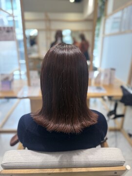 スピン ヘアー 烏丸店(Spin hair) 外ハネボブ×赤系カラー