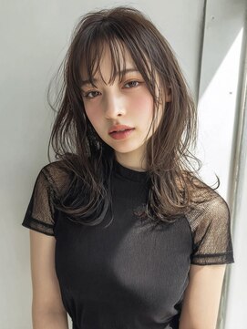 オンク 新宿(onk) 黒髪/グレーベージュ/レイヤーロング/前髪パーマ[新宿駅]