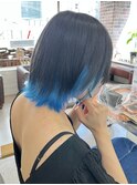 ポイントブリーチ　インナーカラー　ブルーカラー