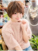 ココアブラウンくせ毛風小顔ショートウルフc4北浦和20代30代40代