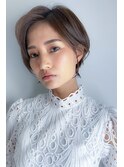 大人可愛い20代30代40代黒髪前下がりショートボブ丸みショート
