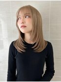小顔前髪ワンカールくびレイヤーカット黒髪ネビージュボブルフ
