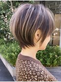 似合わせカットショートボブハイライトミルクティーアッシュ