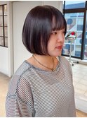 透明感のある切りっぱなしボブ