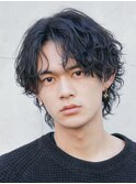 心斎橋センターパートニュアンスパーマフェザーショート緩め色気