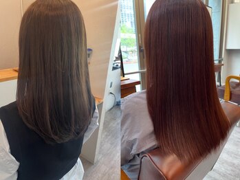 アピューズ ヘアー 三宮(Apiuz Hair)の写真/【三宮駅すぐ】ペタっとならず程よくふんわり！自然な柔らかさと質感が魅力◎毛先まで潤うストレートに。